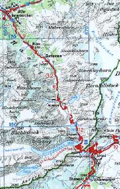 Karte 1:200'000 Verlauf der Grimselpass-Strasse